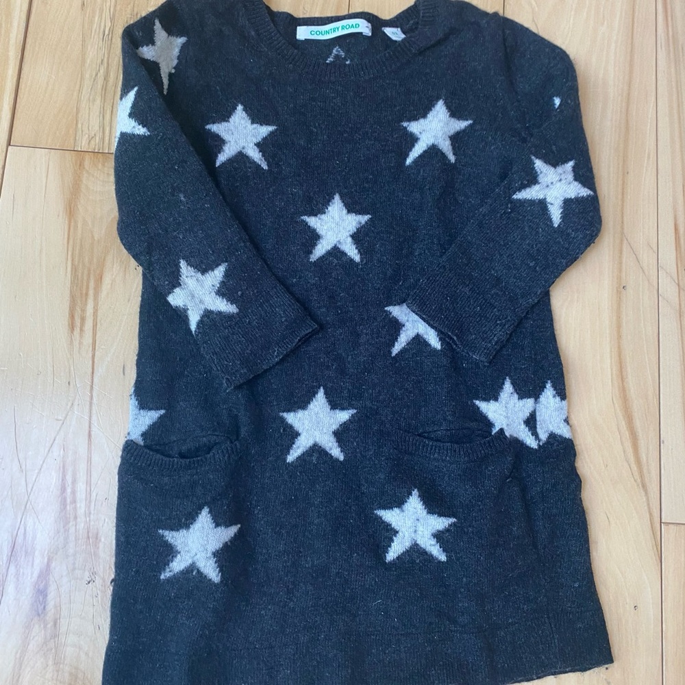 Country Road Black Knit Sweater with White Star Pattern